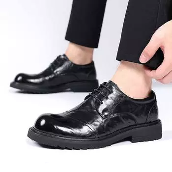 Новые деловые формальные туфли высокого класса Feelcasual для поездок на работу из натуральной кожи для мужчин, офисные кожаные туфли, элегантные мужские туфли 38 чёрный