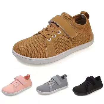 Новые детские кроссовки Barefoot Cross-Trainer с широким носком, широкие, дышащие, однотонные, повседневные, вязаные, мягкие, для девочек и мальчиков, для ходьбы 25 коричневый