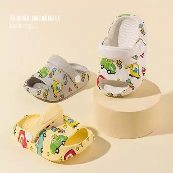 Новые детские сандалии с рисунком из мультфильмов на мягкой подошве - обувь для дома и улицы для мальчиков и девочек 180 серый