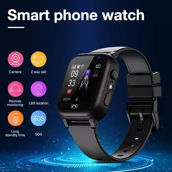 Новые детские умные часы SOS LBS позиционирование HD камера безопасности 2G SIM-карта телефон для звонков мужские и женские умные часы подарки для детей чёрный