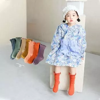 Новые корейские милые кавайные детские гольфы для девочек, хлопковые однотонные чулки с рюшами и оборками для малышей, одежда, вещи M