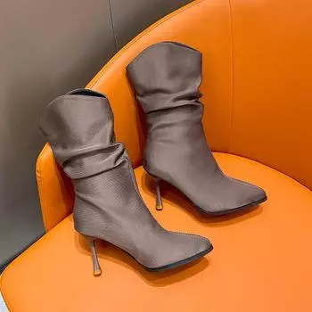 Новые корейские остроносые модные ботинки для весны, осени и зимы, детские модные повседневные ботинки на высоком каблуке 35