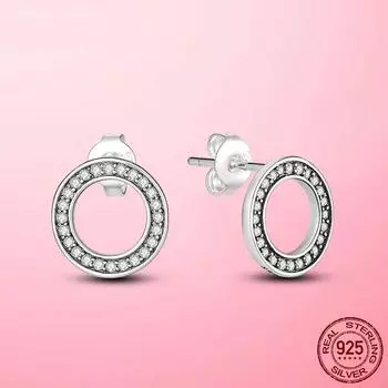 Новые корейские серьги-гвоздики из серебра 925 пробы круглые для женщин с кристаллами циркония свадебные помолвочные оригинальные серебряные 925 пробы ювелирные изделия подарок