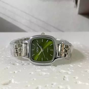 Новые кварцевые часы Niche Ins Style, темпераментные, квадратные, маленькие, зеленые, женские, повседневные, студенческие, стальные, наручные часы