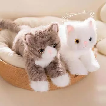 Новые милые плюшевые игрушки-симуляторы кошек, мягкие, 5 цветов, модель котенка, поддельные кошки, реалистичные животные, для детей и девочек, подарок на день святого Валентина 40cm Including tail коричневый