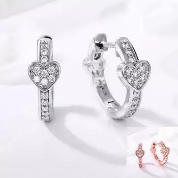 Новые милые серьги-кольца Love для женщин, полные блестящие циркониевые модные универсальные аксессуары для повседневной носки, новые серьги, ювелирные изделия