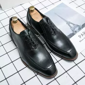 Новые модные мужские модельные туфли, индивидуальные трендовые кожаные свадебные туфли, мужские кожаные оксфорды на плоской подошве 38