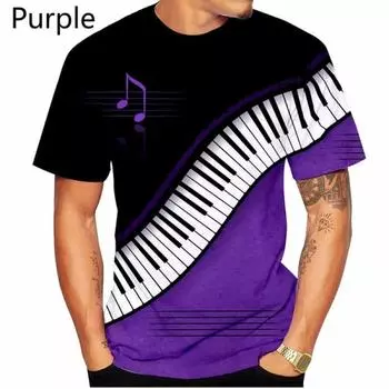 Новые модные рубашки Футболки с принтом Piano 3D по всей поверхности Спортивная одежда Футболки в стиле хипстер с коротким рукавом Футболки в стиле хип-хоп XS-5XL S