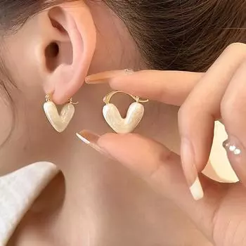 Новые модные серьги-подвески в форме сердца для женщин, корейские элегантные роскошные серьги-подвески в виде любви, модные простые украшения для вечеринок, подарки для девочек белый