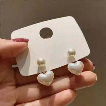 Новые модные серьги с жемчугом в форме сердца, изящные серьги-подвески Joker Sweet Elegant Temperament для женщин слоновая кость