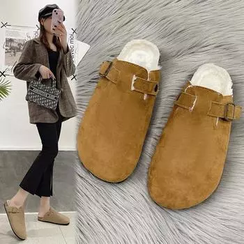 Новые модные тапочки Boston Clogs для женщин и мужчин, сандалии с пробковой стелькой, женские замшевые мюли, шлепанцы с поддержкой свода стопы, пляжная обувь 35 хаки