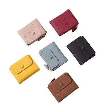Новые модные женские кошельки из искусственной кожи, короткий студенческий маленький кошелек на молнии, кошелек для монет, милый мини-кошелек для кредитных карт, женский кошелек коричневый
