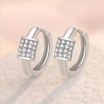 Новые модные женские серьги-кольца из серебра 925 пробы для женских вечеринок, изысканные серьги с фианитом, женские блестящие украшения