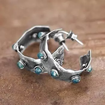 Новые модные женские серьги-кольца геометрической формы, античное серебро, универсальные аксессуары, повседневная одежда, женские серьги, ювелирные изделия