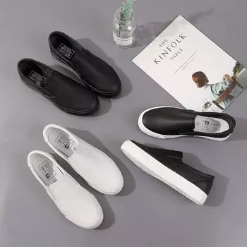 Новые мягкие кожаные низкие дышащие белые полностью черные туфли-ленивцы женские повседневные туфли из полиуретана на плоской подошве 38 белый