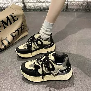 Новые мягкие кожаные туфли Forrest Gump с вафельным узором, женские туфли на шнуровке, подходящие по цвету кроссовки для спорта и отдыха с пандой, тренд 35