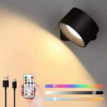 Новые настенные бра 19 цветов RGB с регулировкой яркости, перезаряжаемые настенные бра, работающие от батареек, с дистанционным управлением United States