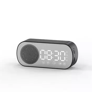 Новые настольные часы с динамиком, Bluetooth-динамик, FM-радио, будильник, Hi-Fi звук, HD, зеркальный экран, поддержка TF-карты для спальни чёрный