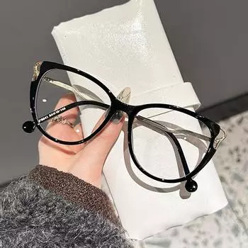 Новые очки TR90 Cat Eye Full Frame Flat Mirror Glasses Metal Amedy Leg Glasses Spicy Girl Anti Blue Light Eyewear TR anti-blue light