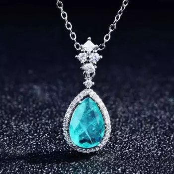 Новые ожерелья из натурального топаза с камнем Буле, модные ожерелья из серебра 925 пробы с подвеской «Слезы моря», ожерелья с бриллиантами Joyeria Mujer 45cm