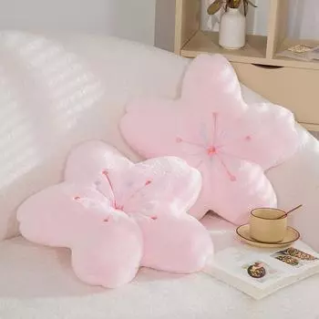 Новые плюшевые подушки Pink Sakura, плюшевая подушка в виде цветка кавайи, реалистичный мягкий коврик с изображением цветка вишни, плюшевый реквизит в подарок 45x45cm белый