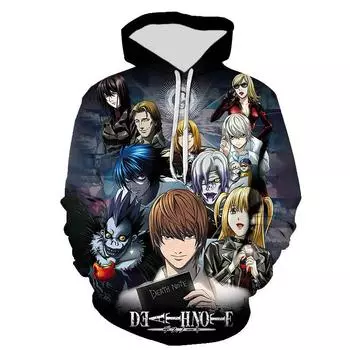 Новые повседневные толстовки с капюшоном Death Note, модные толстовки с 3D принтом для мужчин и женщин, уличная одежда для мальчиков и девочек, детские пуловеры, топы XL