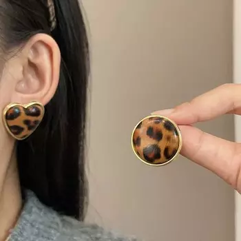 Новые ретро-серьги Leopard love круглые простые изысканные геометрические серьги женские нишевые аксессуары для вечеринок как