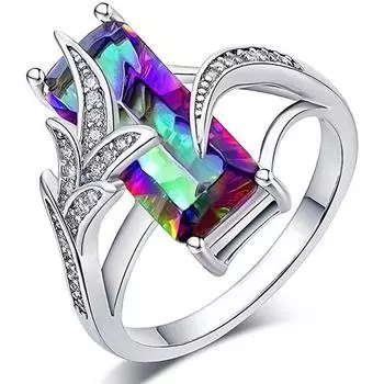 Новые роскошные прямоугольные кольца с фианитом для женщин, разноцветные/зеленые цвета, шикарные свадебные обручальные кольца, модные украшения 7