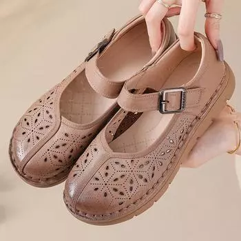 Новые сандалии из натуральной кожи женские туфли-лодочки с перфорацией женские роскошные сандалии мэри джейн женские лоферы с ремешком женские туфли-лодочки 35