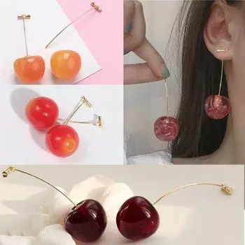 Новые серьги-гвоздики Immortal Petal Cherry Cherry, серьги бордовой вишни, серьги, милые серьги-фрукты.