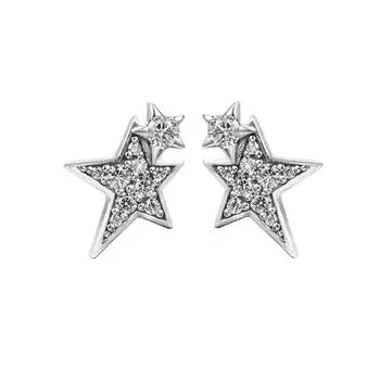 Новые серьги-гвоздики из стерлингового серебра 925 пробы с асимметричными звездами для женщин, свадебные украшения, подарок для ушей