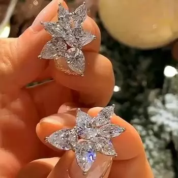 Новые серьги-гвоздики маркиза/капля воды с CZ, модные серьги серебряного цвета для женщин, вечерние, повседневные носимые украшения