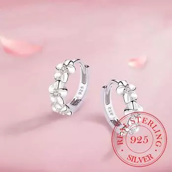Новые серьги из стерлингового серебра 925 пробы, модные ювелирные изделия, маленькие круглые серьги с цветком, женские серьги-шармы, подарок