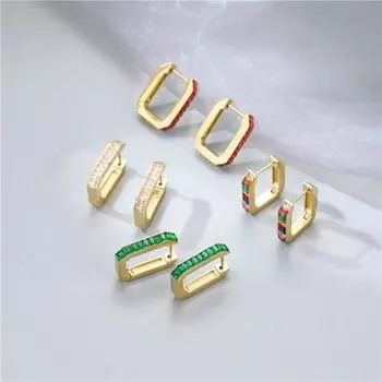 Новые серьги из титановой стали европейские и американские легкие роскошные серьги высокого уровня из титановой стали с бриллиантами квадратного цвета высокого уровня