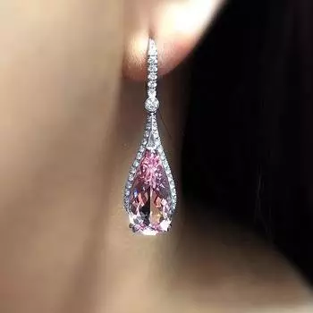 Новые серьги-капли с каплями воды, розовые серьги-капли с кубическим цирконием для женщин, сверкающие обручальные аксессуары для ушей, темпераментные милые новые ювелирные изделия