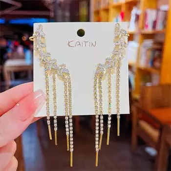 Новые серьги-кисточки Fairy Light Luxury Zircon Ear Clips Temperament Personality Ears Female