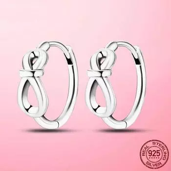 Новые серьги-кольца с узлом бесконечности из стерлингового серебра 925 пробы для женщин, девушек, жену, подарок, серебро 925 пробы, оригинальное изготовление ювелирных изделий