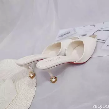Новые стильные полутапочки женские модные корейские туфли на высоком каблуке с острым носком, босоножки на тонком каблуке женские 34 жёлтый