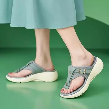 Новые тапочки на платформе, легкие, нескользящие и удобные повседневные спортивные односложные тапочки 35 синий
