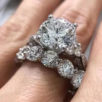 Новые темпераментные сладкие свадебные комплекты, кольца с блестящим цирконием, современные свадебные обручальные кольца, новые модные украшения для женщин 9