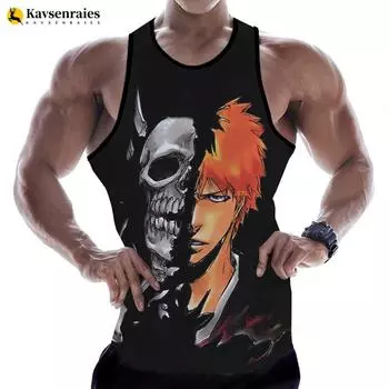 Новые топы на бретелях в стиле аниме Bleach 3D, мода 2023 года в стиле Харадзюку, уличная одежда, топы для мужчин и женщин, повседневные рубашки без рукавов большого размера, мужская одежда XXL
