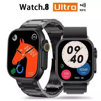 Новые умные часы 49 мм Ultra 8 с NFC, доступ к двери, разблокировка умных часов Series 8, Bluetooth-вызов, 2,2-дюймовый беспроводной зарядный фитнес-браслет + коробка оранжевый