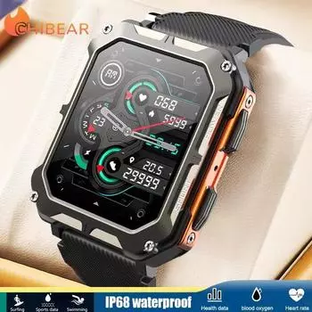 Новые умные часы C20 Pro для мужчин, голосовой помощник, беспроводной вызов BT, бизнес, спорт на открытом воздухе, водонепроницаемые наручные часы IP68 для Android iOS Silicon чёрный
