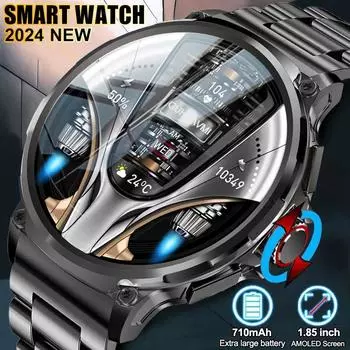 Новые умные часы Huawei Samsung для мужчин и женщин с GPS-треком, 1,85-дюймовым экраном Ultra HD AMOLED, аккумулятором 710 мАч, Bluetooth-звонками, умными часами чёрный