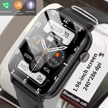 Новые умные часы LIGE 1,96 дюйма, IPS, квадратный, с большим экраном, Bluetooth-вызов, умные часы, отслеживание здоровья, фитнес, спорт, водонепроницаемый умный браслет для Android IOS