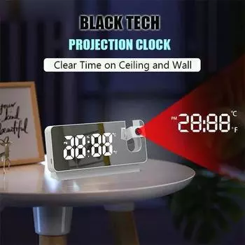 Новые умные цифровые проекционные часы, вращение на 180°, светодиодный электронный потолочный проектор, будильник для спальни, прикроватный рабочий стол