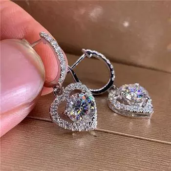 Новые высококачественные серьги-сердечки с камнем AAA CZ, вневременной стиль, необычные женские аксессуары, эстетические серьги, ювелирные изделия вечности