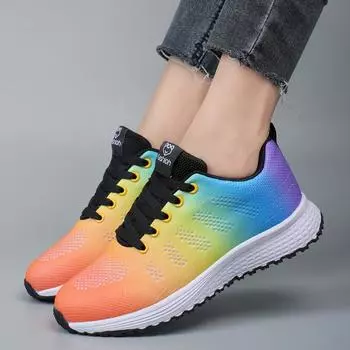 Новые женские кроссовки, летние, дышащие, на платформе, модные, удобные, на шнуровке, летние, сетчатые, для ходьбы, повседневные, для бега 39