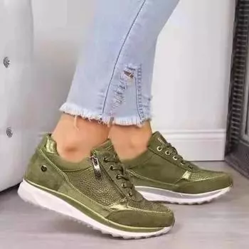 Новые женские кроссовки на танкетке Легкие женские вулканизированные туфли Дышащая обувь Женская обувь Износостойкая Zapatillas De Mujer 35
