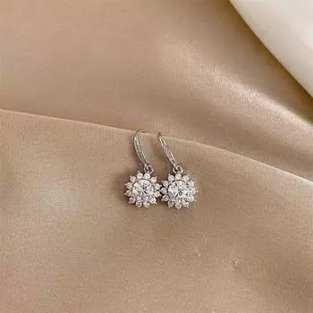 Новые женские серьги-подвески из серебра 925 пробы с цветком солнца, серьги-гвоздики с микро-инкрустацией из циркония, пара сережек-колец для пирсинга, ювелирные изделия в подарок